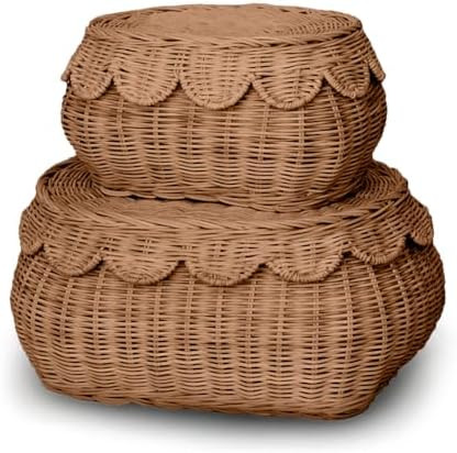 BEBE BASK The Original Scalloped Basket Set Of 2 - Small Scallop Basket - 15 x 10 x 6 In - Hand-W... | Amazon (CA)