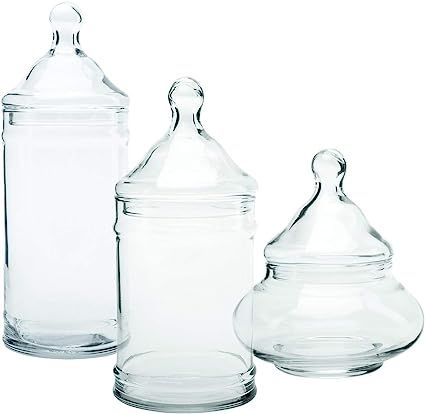 Anchor Hocking Pagoda Apothecary Jars with Lids, (6-piece, mixed sizes, glass), clear, multi | Amazon (US)