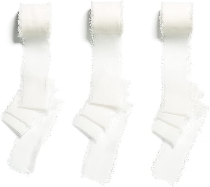 3 Rollen 3,8cm x 6M Geschenkband Weiss Schleifenband Hochzeit Festival Bänder Weib Chiffonband D... | Amazon (DE)