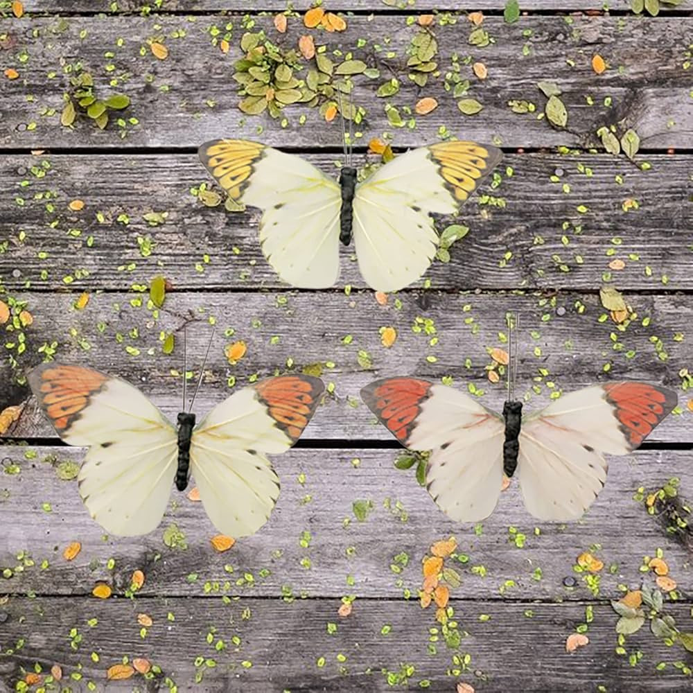 Berfutall- Feather Butterfly Decorations Set of 12 Craft Monarch Butterflies Halloween Thanksgivi... | Amazon (US)