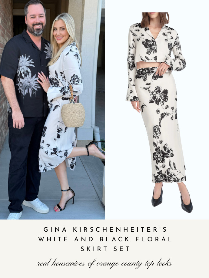 Gina Kirschenheiter's White and Black Floral Skirt Set 📸= @ginakirschenheiter 

 