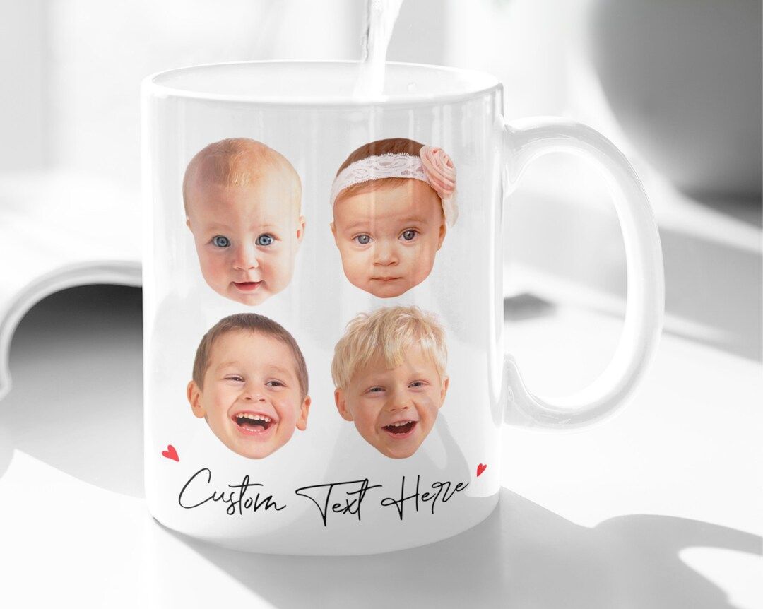 Custom Four Baby Face Mug  Custom Grandchildren Mug  - Etsy | Etsy (US)