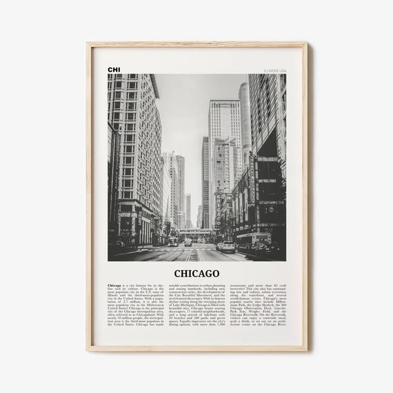 Chicago Print Black and White Downtown, Chicago Wall Art, Chicago Poster, Chicago Photo, Chicago ... | Etsy (US)