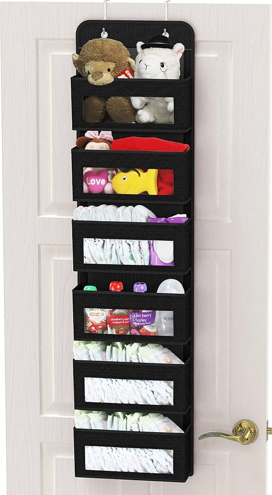 Simple Houseware Over Door/Wall Mount 6 Clear Window Pocket Organizer, Black | Amazon (US)