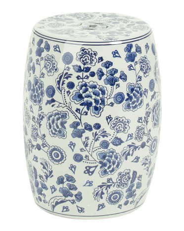 18x10 Ceramic Hydrangea Chinoiserie Stool | TJ Maxx