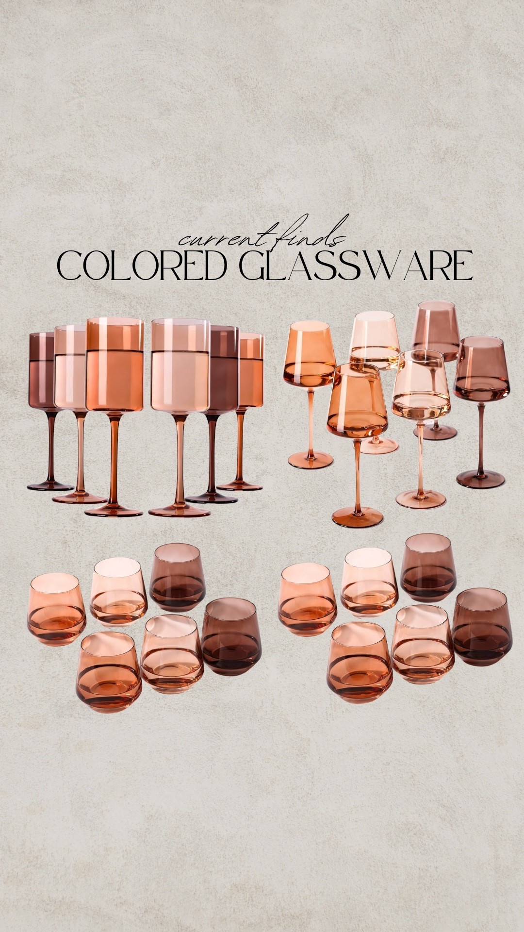Fall glassware, fall wine glasses, orange wine glasses, brown wine glasses, stemless wine glasses, colorful wine glasses, modern wine glasses

#LTKSaleAlert #LTKFallSale #LTKFindsUnder50

#LTKFindsUnder100 #LTKHome #LTKSaleAlert