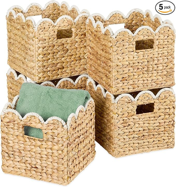 Best Choice Products 10.5x10.5in Scalloped Hyacinth Baskets, Set Of 5 Multipurpose Collapsible St... | Amazon (US)