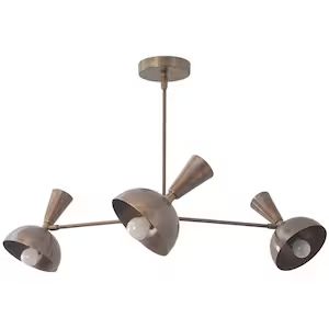 Large 3 Light Pendant Mid Century Modern Raw Brass Sputnik chandelier light Fixture | Etsy (US)