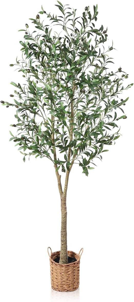 SOGUYI Artificial Olive Tree 6ft Tall Fake Plant, Faux Olive Tree Topiary Silk Trees with Handmad... | Amazon (US)