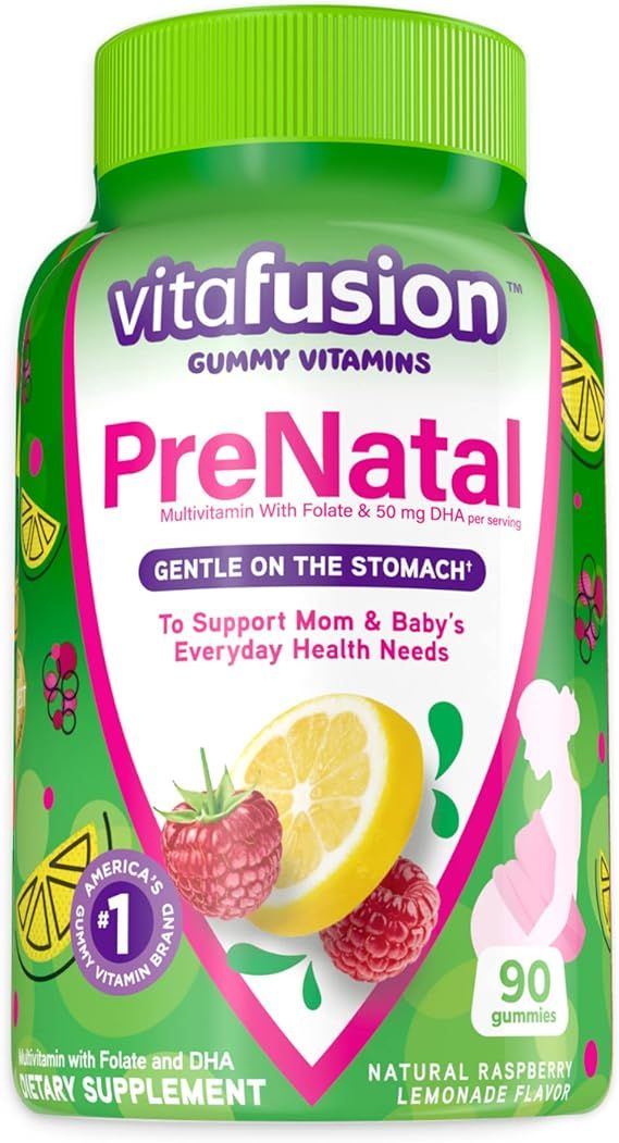 PreNatal Gummy Vitamins, Lemon & Raspberry Lemonade Flavored Pregnancy Vitamins for Women, 90 Cou... | Amazon (US)