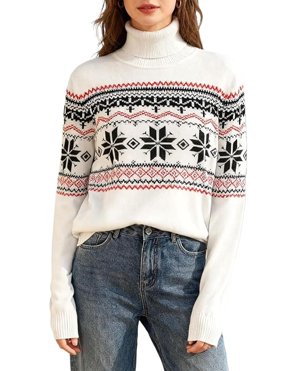 SANGTREE Women's Turtleneck Sweater Long Sleeve Casual Fall Winter Knit Pullover Sweater Top | Amazon (US)