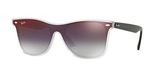 RAY-BAN RB4440N Blaze Wayfarer Sunglasses, Matte Transparent/Grey Gradient Mirror, 41 mm | Amazon (US)