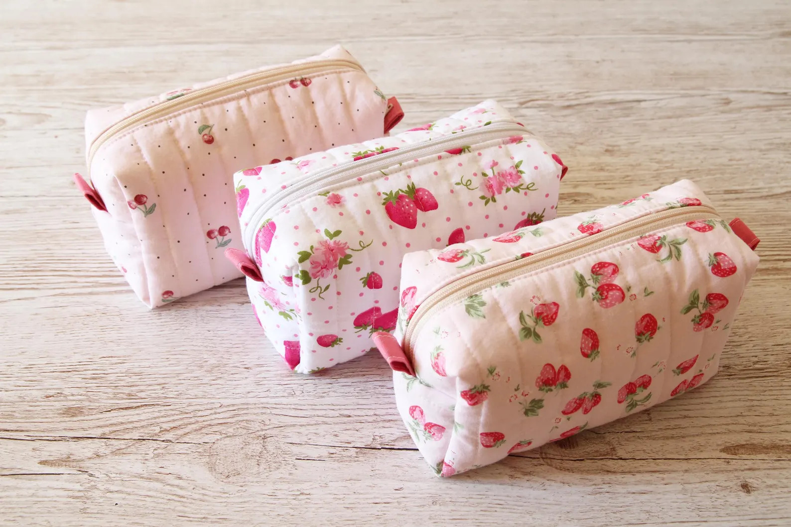 Handmade Padded Quilted Zippered Boxy Pouch - Make up Bag - Toiletry Bag - Cosmetic Case in Flora... | Etsy (US)