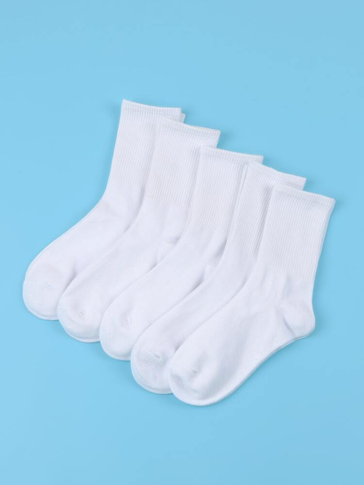 5pairs Men Solid Crew Socks | SHEIN