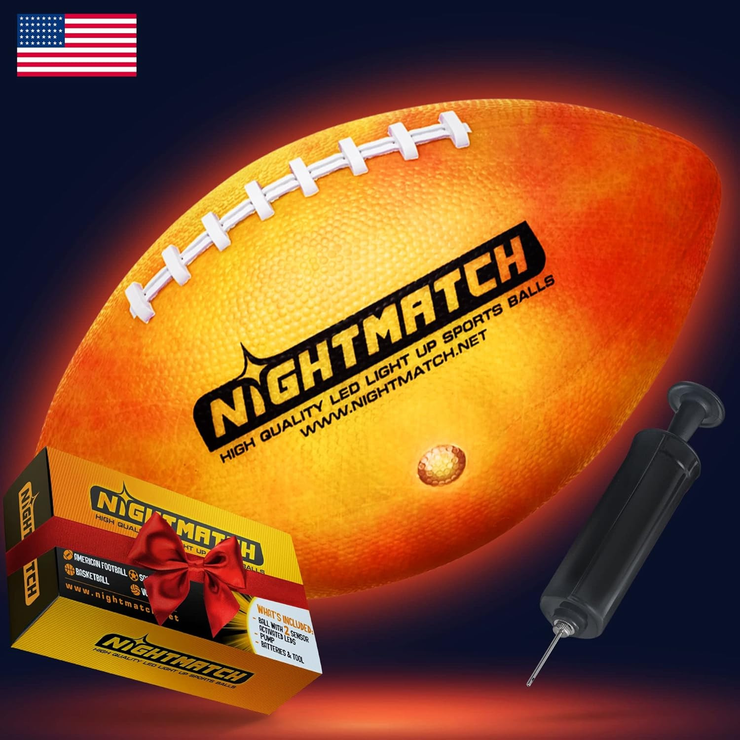 NIGHTMATCH Light Up LED Football - Official Size 6 and 3 - Extra Pump and Batteries - Perfect Glo... | Amazon (US)