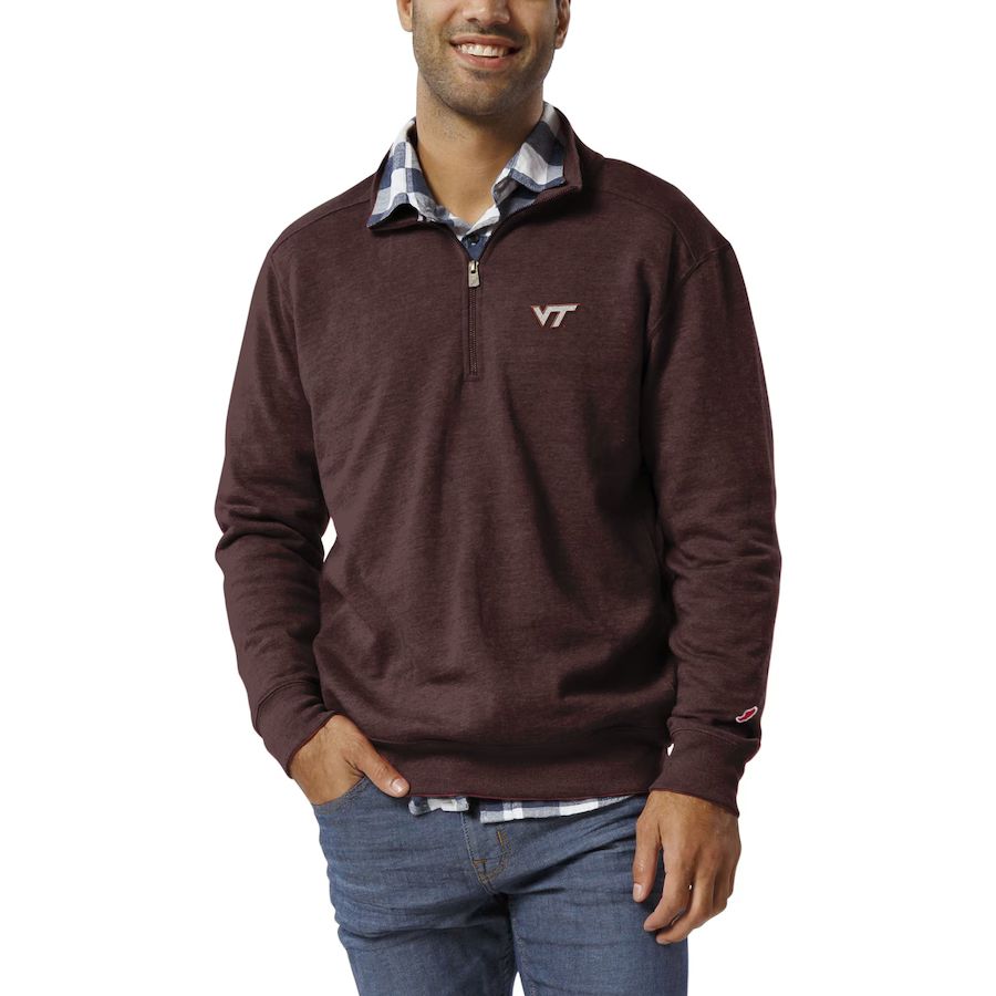 Virginia Tech Hokies League Collegiate Wear  Heritage Tri-Blend Quarter-Zip Pullover Sweatshirt -... | Fanatics