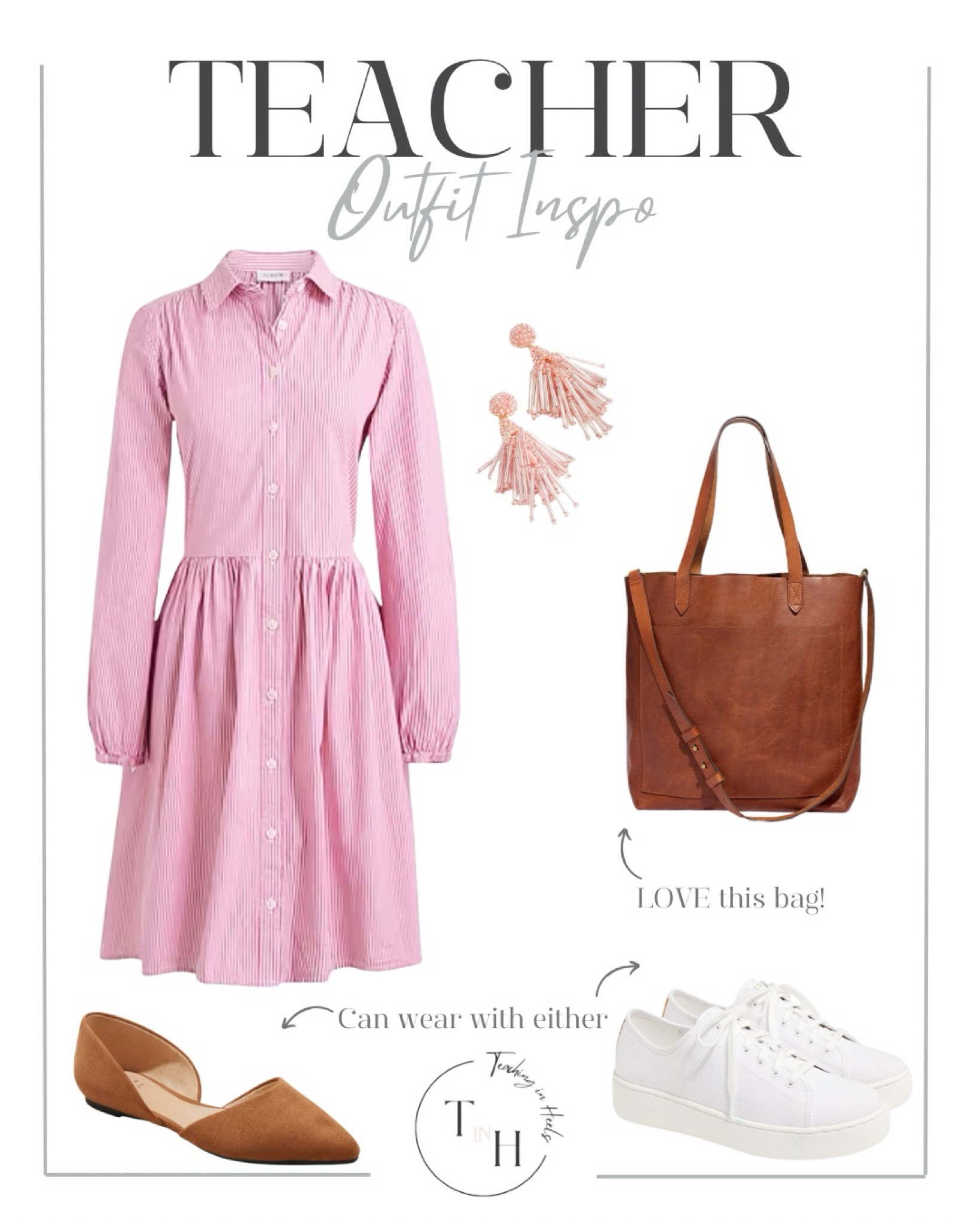 Cotton mini shirtdress  sneakers  pink tassel earrings  tote bag  suede flats  teacher outfit  teacher style  teacher work style workwear  business casual  business office outfit  teacher ootd  teacherfit  ootd trendteacher  teacher outfits  teacher ootd  teacher outfit ideas  


#LTKworkwear #LTKSeasonal #LTKstyletip