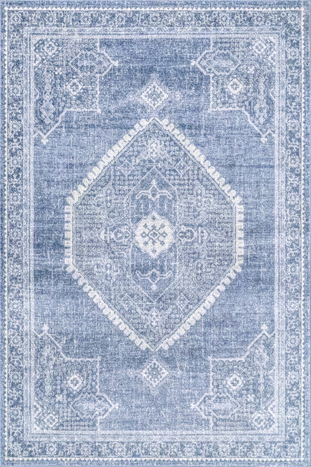 Blue Serrated Emblem Area Rug | Rugs USA