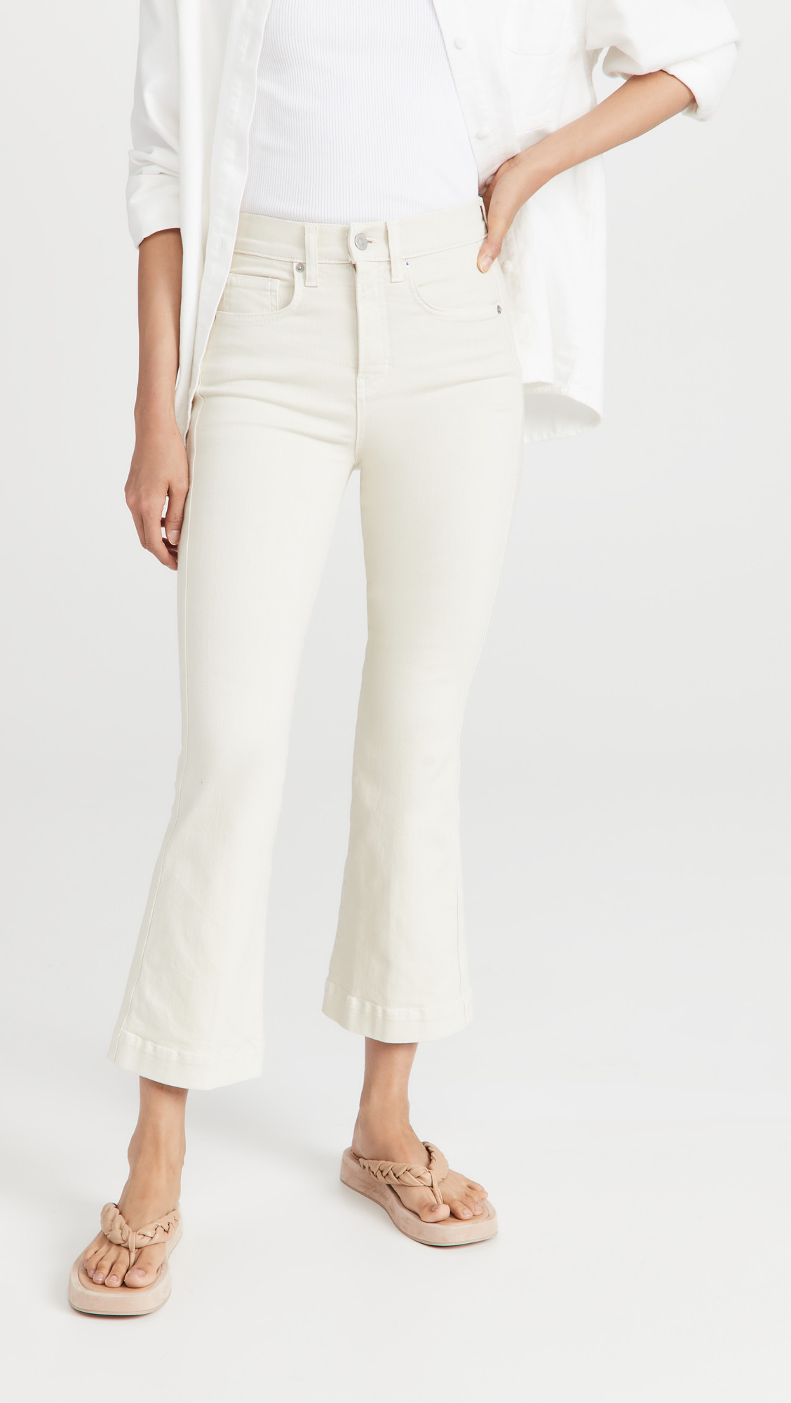 Veronica Beard Jean Carson High Rise Ankle Flare Jeans Ecru 25 | Shopbop