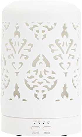 Essential Oil Diffusers White Aroma Ceramic Diffuser with 4 Timer Setting&7 Color LED Lights (Dam... | Amazon (US)