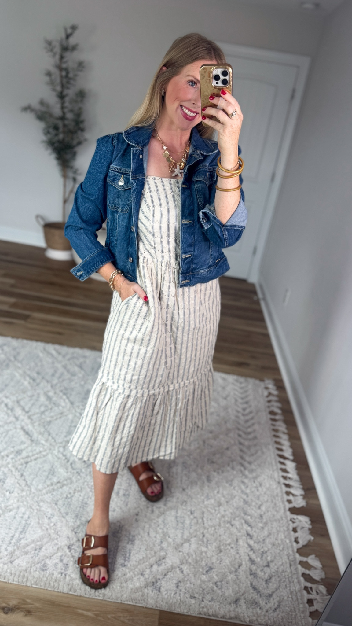 Daily try on, Walmart outfit, Walmart fashion, Walmart try on, Walmart style, time and tru, jean jacket, eyelet midi dress

#LTKootd #LTKmomlife
