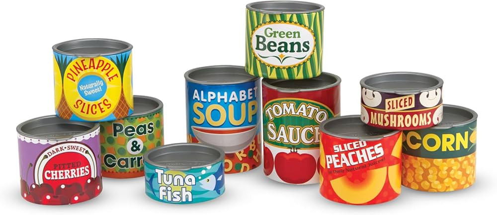 Melissa & Doug Let's Play House! Grocery Cans Play Food Kitchen Accessory ,3+ years- 10 Stackable... | Amazon (US)