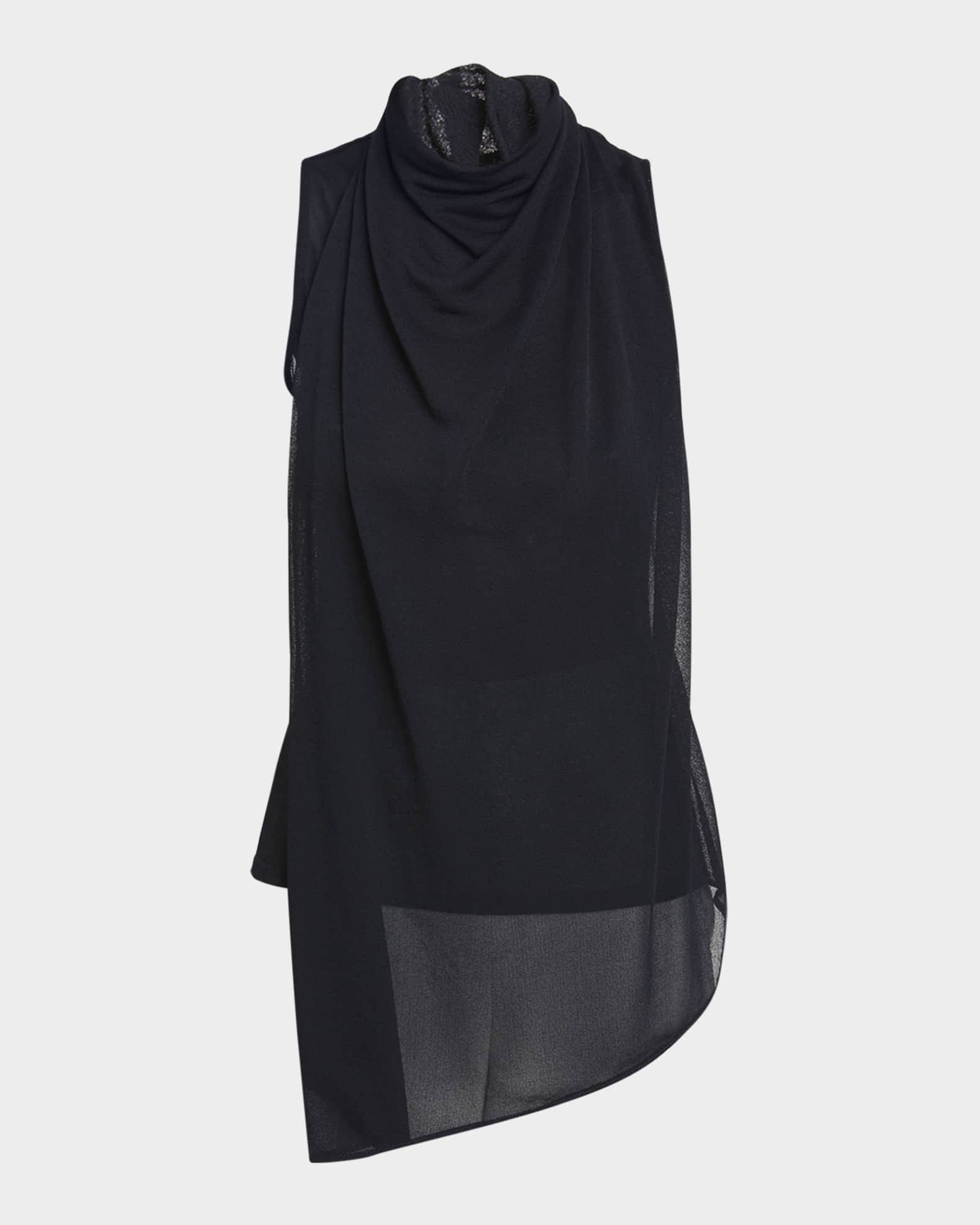 Sage Cowl-Neck Crepe Jersey Sleeveless Top | Neiman Marcus