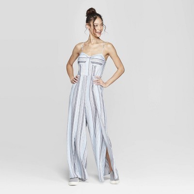 Women's Striped Strappy Bra Cup Jumpsuit - Xhilaration™ Cream | Target