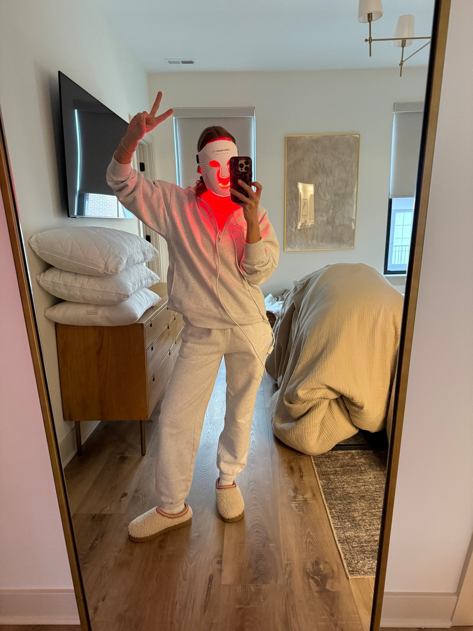 Wearing XS joggers, small sweatshirt, socks/slippers tts (Red Light Code: LINDSEY10)

#LTKBeauty #LTKselfcare #LTKmorningroutine