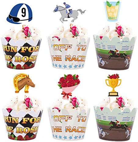 Kentucky Horse Derby Day Cupcake Toppers Wrappers - Horse Racing Cake Party Supplies Decorations ... | Amazon (US)