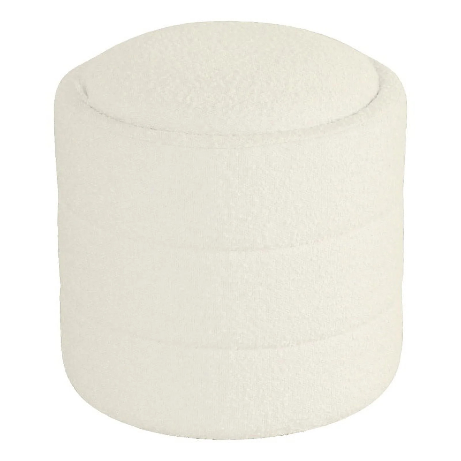 HomePop Round Storage Ottoman, Cream Boucle - Walmart.com | Walmart (US)