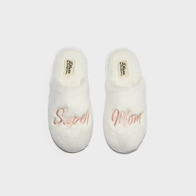 dluxe by dearfoams Women's Mother's Day Super Mom Slippers - Cream | Target