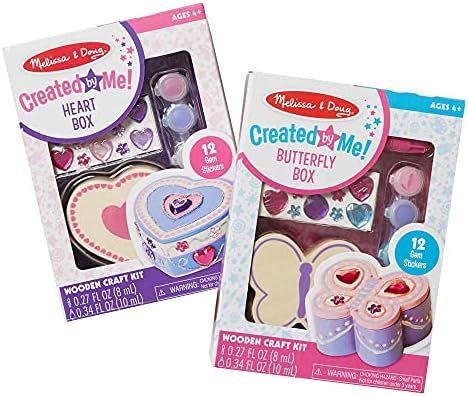 Melissa & Doug Decorate-Your-Own Wooden Heart Box and Wooden Butterfly Box Craft Kits Set | Amazon (US)