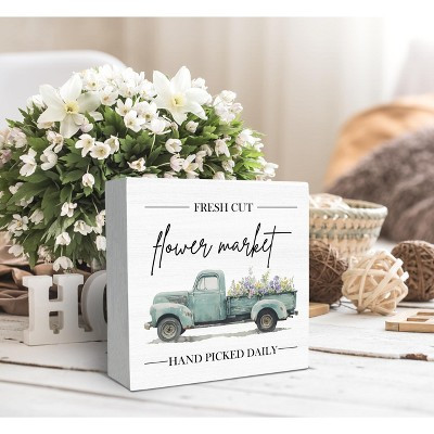 Spring Sign, Flower Market Spring Wood Box Sign Desk Decor, Spring Signs for Home Decor | Target