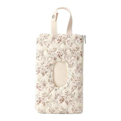 Quilted Baby Wipe Holder Floral Wipe Pouch Portable Hanging Wet Wipes Bag for Stroller, Travel | Amazon (US)