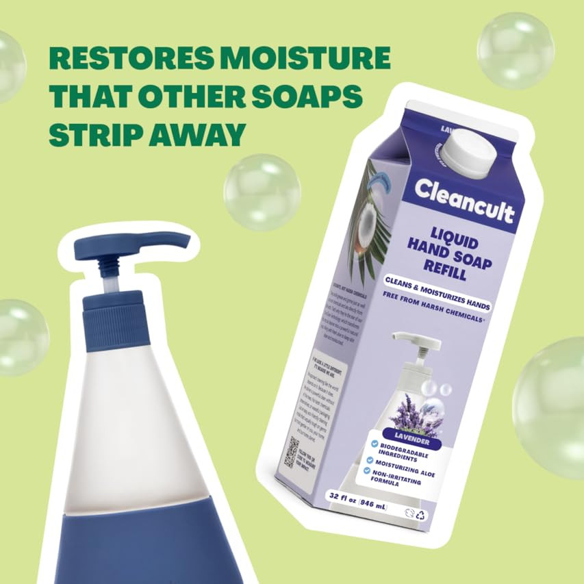 Cleancult Liquid Hand Soap Refill, Lavender, 32oz, 3 Pack - Coconut-Derived Hand Soap that Nourishes | Amazon (US)