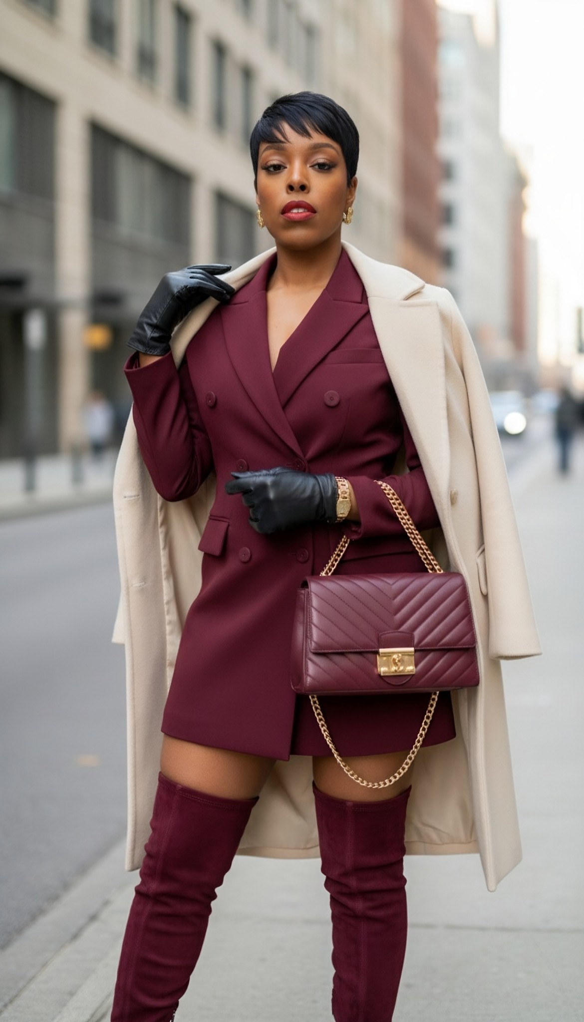 Elegant burgundy suit dress with boots to match! 

#LTKSeasonal #LTKShoeCrush #LTKStyleTip