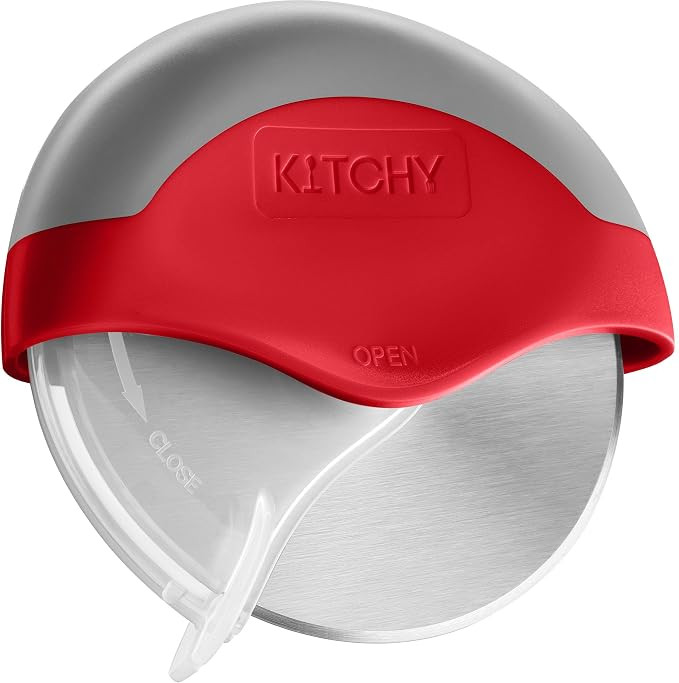 Kitchy Pizza Cutter Wheel with Protective Blade Cover, Ergonomic Pizza Slicer (Red) | Amazon (US)