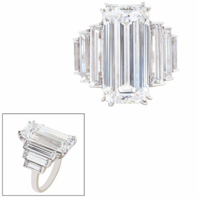 19.5MM X9MM  EMERALD CUT WITH STEP BAGUETTES F1064-CZ-14K | Fantasia by DeSerio