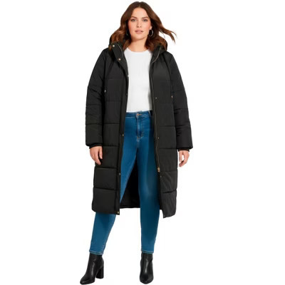 Avenue Long Puffer Coat - 18, Black | Target