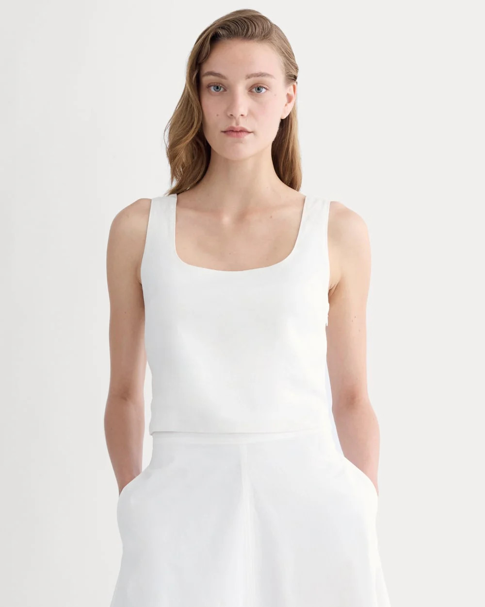 Everlane Square Tank in Stretch Linen | White | 00 | Everlane