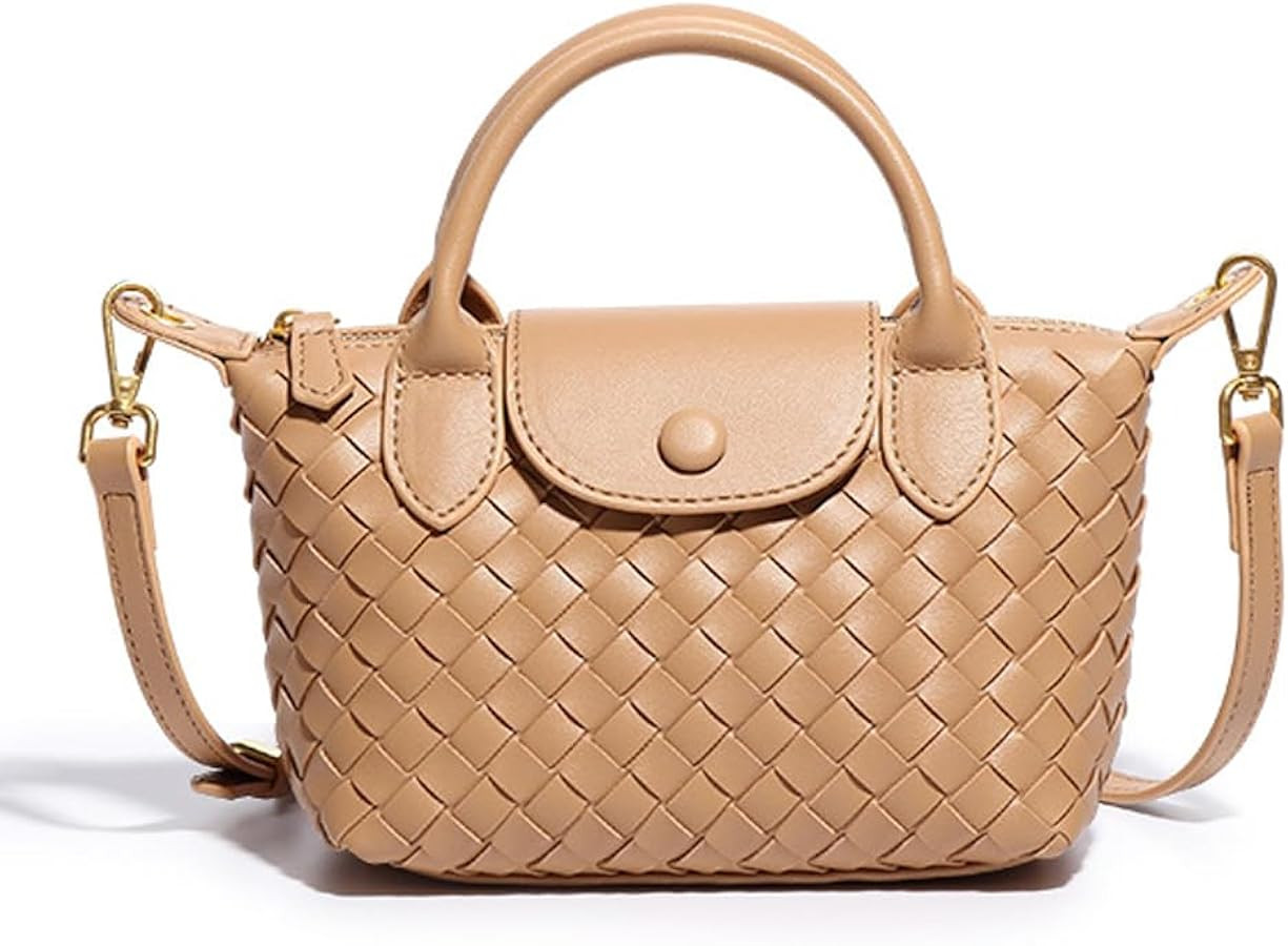 Small Woven Crossbody Bags Purse for Women Trendy Leather Dumpling Lightweight Mini Handbag | Amazon (US)