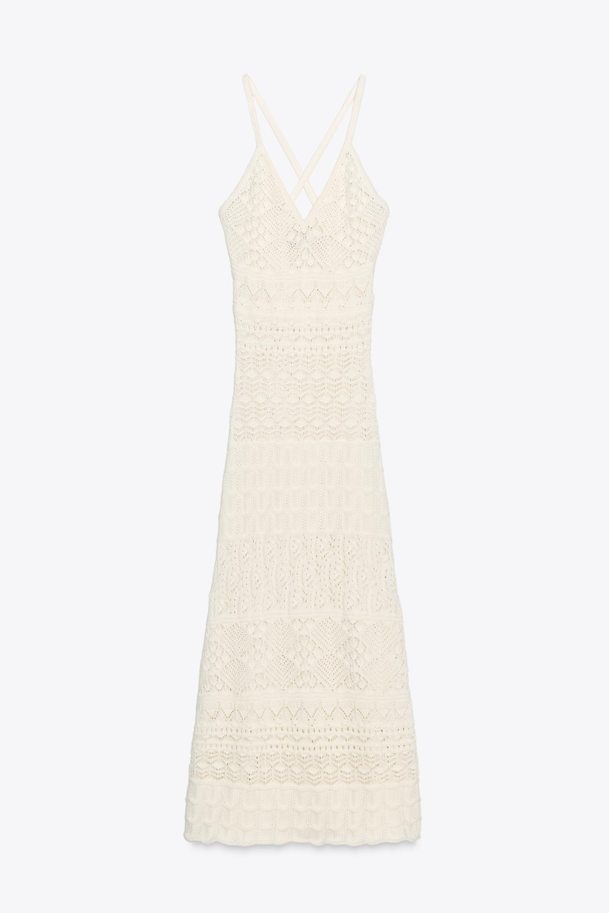 LONG POINTELLE KNIT DRESS | Zara US