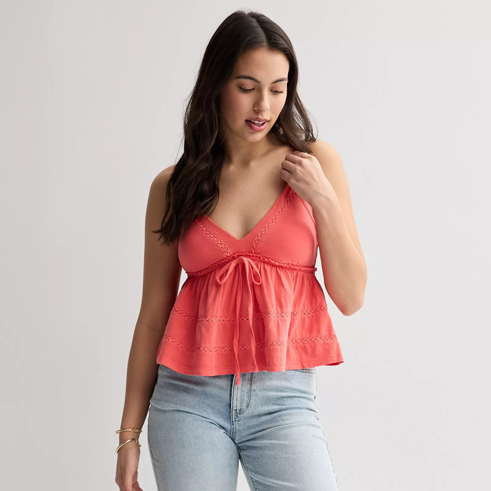 Juniors' SO® Molded Cup Tiered Lace Cami | Kohl's