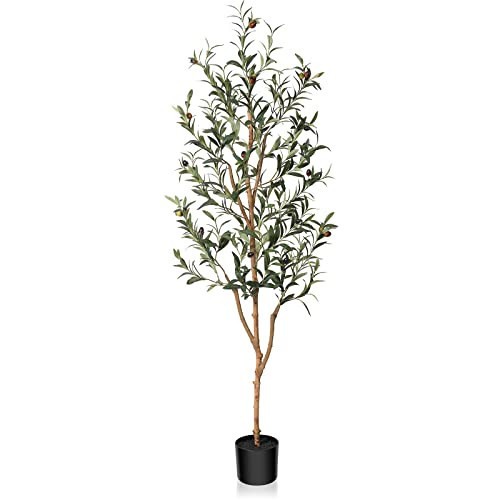 Kazeila Artificial Olive Tree 5FT Tall Faux Silk Plant for Home Office Decor Indoor Fake Potted Tree with Natural Wood Trunk and Lifelike Fruits | Amazon (US)