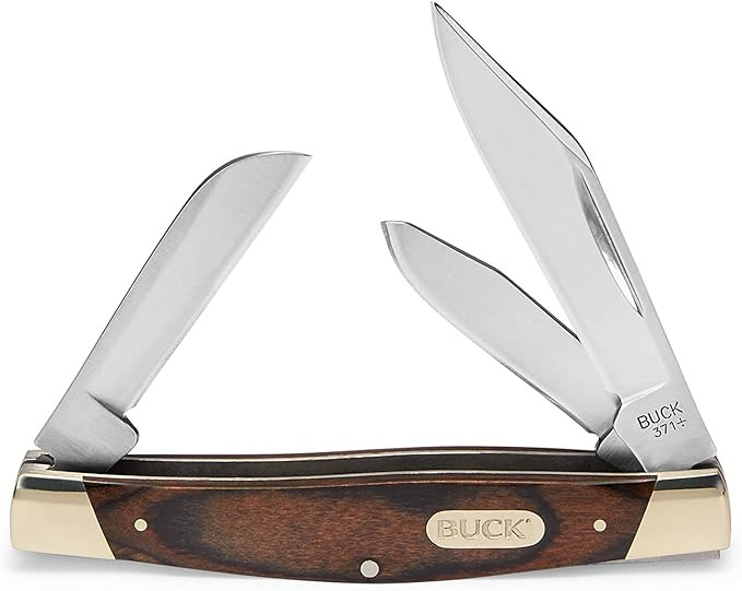 Buck Knives 371 Stockman 3-Blade Pocket Knife with Woodgrain Handle | Amazon (US)