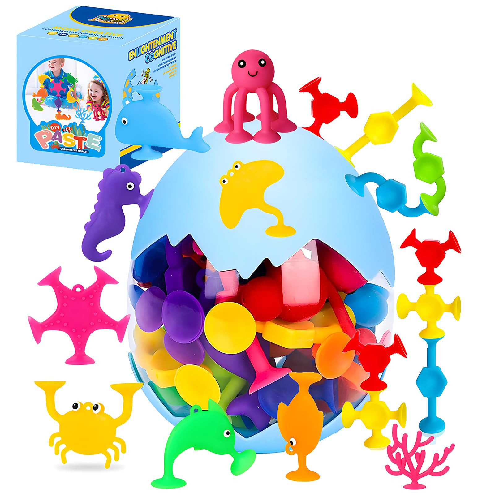 Bath Toys - 27 PCS Suction Cup Toys Bathtub Toy Shower Toy for Kids Ages 4-8,Sensory Toys for 3 4... | Amazon (US)