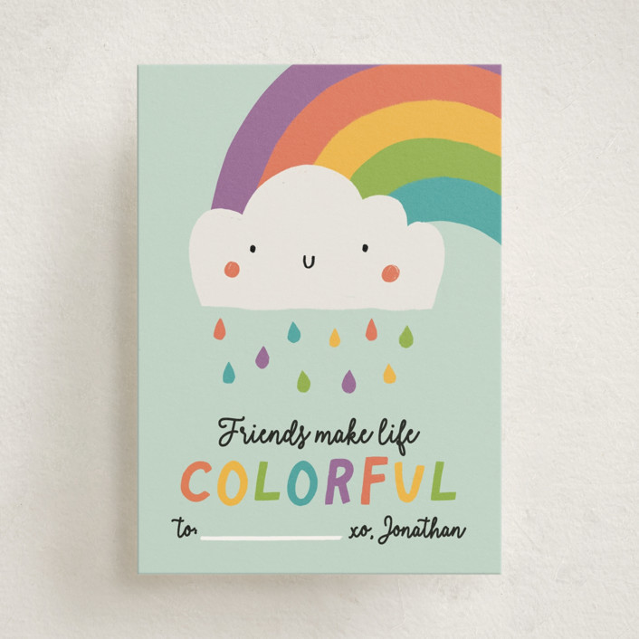 "Colorful" - Customizable Classroom Valentine's Day Cards in Green by Monika Drachal. | Minted