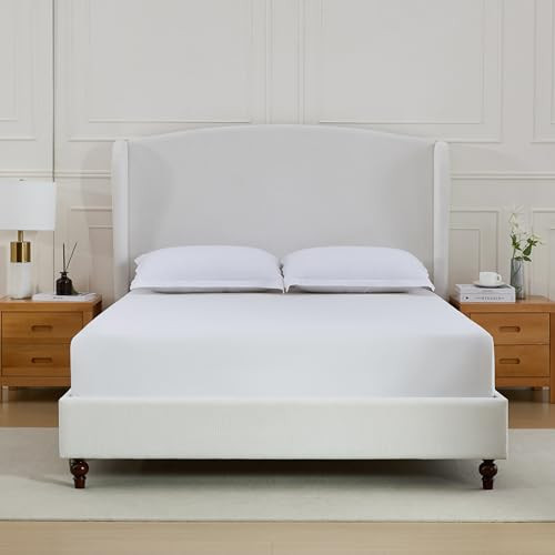 King Size Bed Frame With Headboard,54" Headboard Premium Cream White Chenille Upholstered Platform Bed Frame,Bedroom Furniture Sets No Springs Required,Metal With Wooden Slats for Strong Support | Amazon (US)
