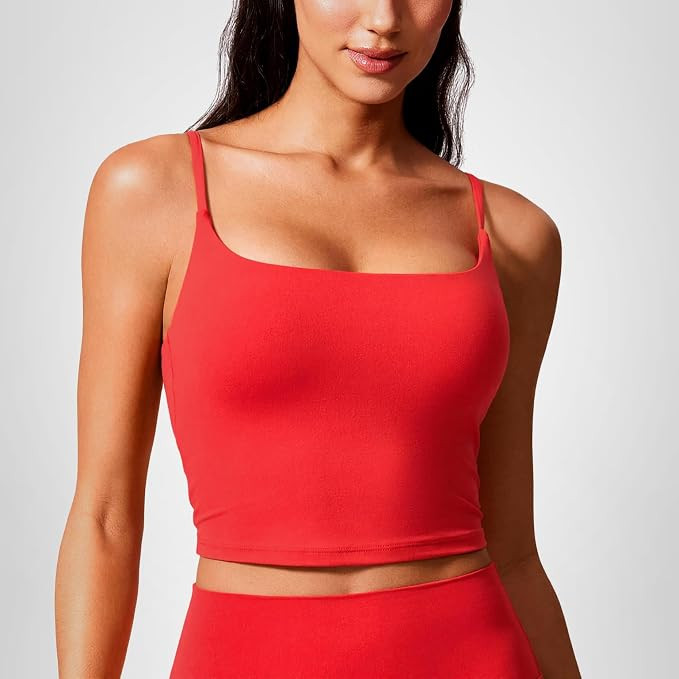 CRZ YOGA Butterlift Adjustable U Back Crop Tank Tops for Women - Padded Camisole Scoop Neck Worko... | Amazon (US)